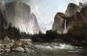 Piute Fishing on the Merced River, Yosemite Valley painting by Thomas Hill