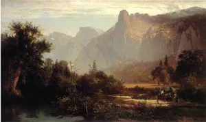 Piute Indian Family in Yosemite Valley by Thomas Hill - Oil Painting Reproduction