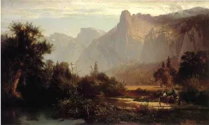 Piute Indian Family in Yosemite Valley Oil painting by Thomas Hill