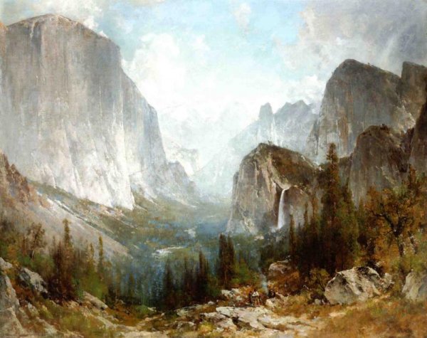 Piute Indians at the Gates of Yosemite by Thomas Hill - Hand-Painted Oil Painting Reproduction