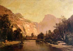 Piute Indians, Royal Arches and Domes, Yosemite Valley painting by Thomas Hill