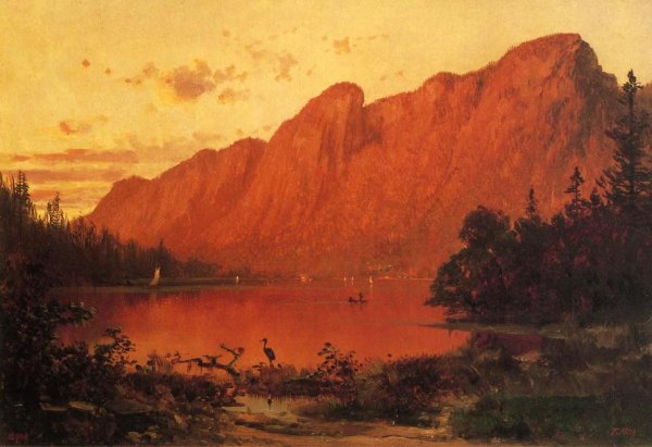 Profile Peakk from Profile Lake, New Hampshire by Thomas Hill - Hand-Painted Oil Painting Reproduction