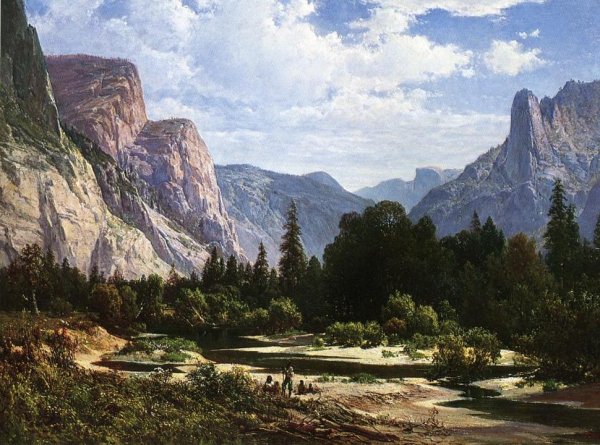 Resting by a Stream by Thomas Hill - Hand-Painted Oil Painting Reproduction