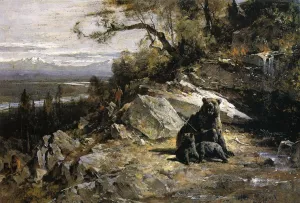 Squaw Valley near Now-ow-wa (also known as Old Grizzly's Den Invaded) Oil painting by Thomas Hill