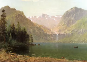 View of Lake Tahoe, Looking Across Emerald Bay Oil painting by Thomas Hill