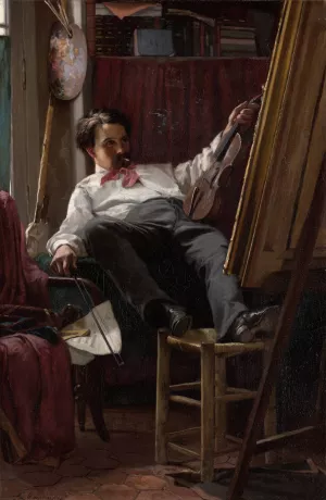 Self-Portrait of the Artist in His Studio by Thomas Hovenden Oil Painting