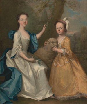 Young Women with a Lamb by Thomas Hudson Oil Painting