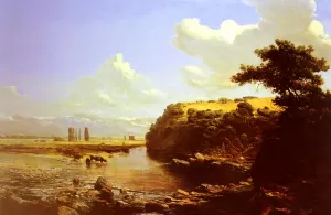 Cattle Watering in a River Landscape, Believed to be Chile by Thomas Jacques Somerscales Oil Painting