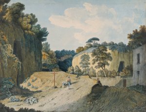 A Road in a Gorge near Naples by Thomas Jones Oil Painting