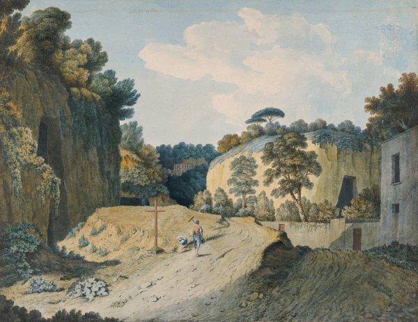 A Road in a Gorge near Naples  by Thomas Jones - Hand-Painted Oil Painting Reproduction