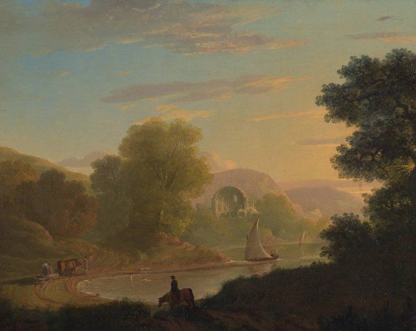 An Imaginary Coast Scene, with the Temple of Venus at Baiae by Thomas Jones - Hand-Painted Oil Painting Reproduction