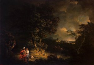 Landscape with Dido and Aeneas by Thomas Jones Oil Painting