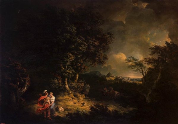 Main Product Photo of Landscape with Dido and Aeneas Painting by Thomas Jones