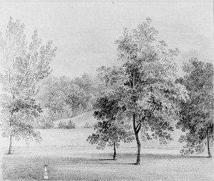 View of David Hosack Estate, Hyde Park, New York, with a Sundial from Hosack Album