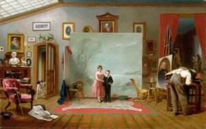 Interior with Portraits by Thomas Le Clear Oil Painting