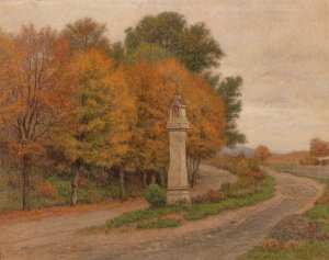 A wayside shrine at the edge of the forest by Thomas Leitner Oil Painting