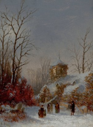Christmas Service by Thomas Lochlan Smith Oil Painting