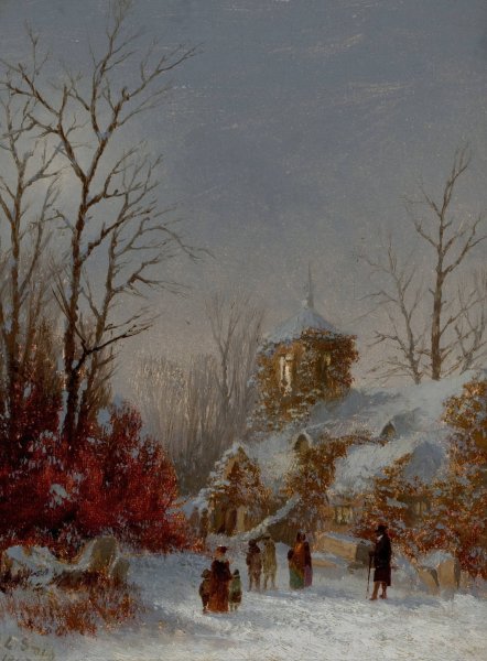 Christmas Service  by Thomas Lochlan Smith - Hand-Painted Oil Painting Reproduction