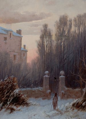 The Old Estate in Winter by Thomas Lochlan Smith Oil Painting