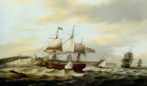 A Merchant Ship Signaling for a Pilot of the Cliffs of Dover by Thomas Luny Oil Painting