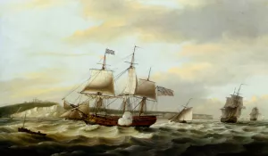 A Merchant Ship Signaling for a Pilot of the Cliffs of Dover Oil painting by Thomas Luny