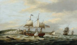 A Merchant Ship Signaling For A Pilot Off The Cliffs Of Dover by Thomas Luny Oil Painting