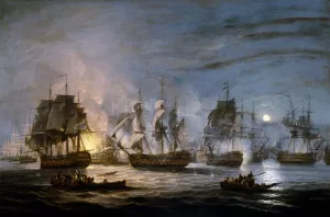 Battle of the Nile, August 1st 1798 at 10 pm by Thomas Luny - Oil Painting Reproduction