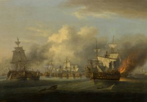 End of the Battle of Trafalgar, 1805 by Thomas Luny Oil Painting