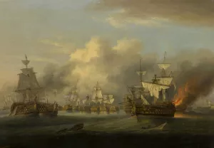 End of the Battle of Trafalgar, 1805 by Thomas Luny Oil Painting