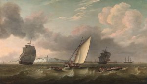 Packet Boat Under Sail in a Breeze off the South Foreland by Thomas Luny Oil Painting