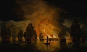 The Bombardment Of Algiers, 27 August 1816 by Thomas Luny Oil Painting