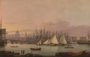 The Port of London by Thomas Luny Oil Painting