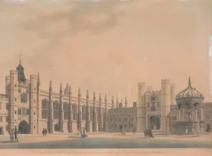 Cambridge University; Great Court And Chapel Oil painting by Thomas Malton The Younger