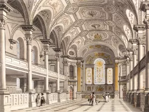 St. Martin-in-the-Fields, Interior Oil painting by Thomas Malton The Younger