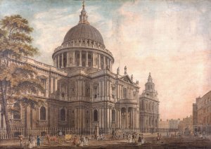 The North Front of St. Paul's by Thomas Malton The Younger Oil Painting