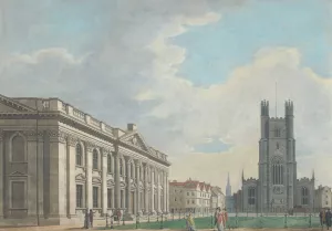 The South Front of the Senate House, and West End of St Mary's Church in the University of Cambridge by Thomas Malton The Younger Oil Painting