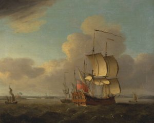 Shipping in the Thames Estuary by Thomas Mellish Oil Painting
