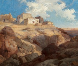 A Bit of Acoma, New Mexico by Thomas Moran Oil Painting