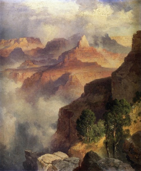 A Bit of the Grand Canyon-Grand Canyon of the Colorado River by Thomas Moran - Hand-Painted Oil Painting Reproduction