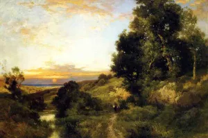 A Late Afternoon in Summer by Thomas Moran Oil Painting