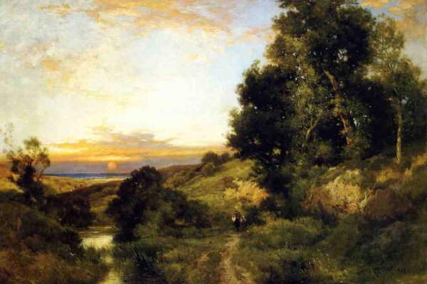 Main Product Photo of A Late Afternoon in Summer Painting by Thomas Moran