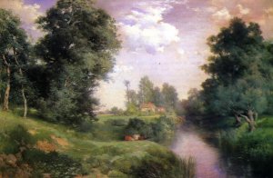 A Long Island River by Thomas Moran Oil Painting