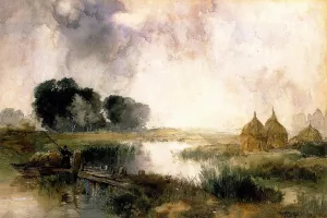 A Showery Day, Long Island by Thomas Moran - Oil Painting Reproduction