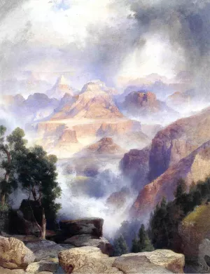 A Showrey Day, Grand Canyon by Thomas Moran - Oil Painting Reproduction