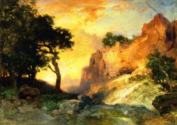 A Side Canyon, Grand Canyon, Arizona by Thomas Moran - Hand-Painted Oil Painting Reproduction