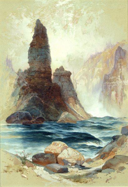 Above Tower Falls, Yellowstone  by Thomas Moran - Hand-Painted Oil Painting Reproduction