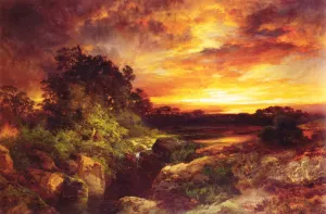 An Arizona Sunset Near the Grand Canyon by Thomas Moran - Oil Painting Reproduction