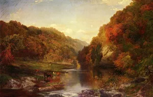 Autumn on the Wissahickon by Thomas Moran - Oil Painting Reproduction