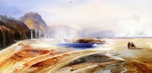 Big Springs in Yellowstone Park by Thomas Moran - Oil Painting Reproduction