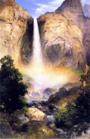 Bridal Veil Falls, Yosemite Valley by Thomas Moran - Oil Painting Reproduction